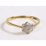 An 18ct yellow gold and platinum diamond ring. Approx. diamond carat weight 0.07cts. Colour: I-K.