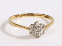 An 18ct yellow gold and platinum diamond ring. Approx. diamond carat weight 0.07cts. Colour: I-K.