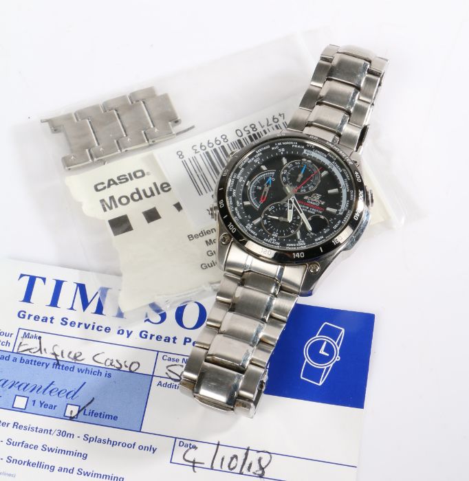 Casio Edifice gentleman's chronograph wristwatch, the signed grey dial with three subsidiary dials