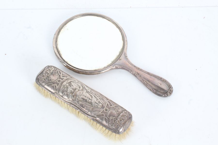 Edward VII Art Nouveau silver handled clothes brush, Birmingham 1903, maker Thomas Hayes, the