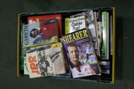 Large Collection of mostly cricket related books to include a signed Dicky Bird book- CLIENT TO