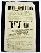 Early ballooning interest- Poster in English advertising the ascent of Mr Green's "Vauxhall Nassau