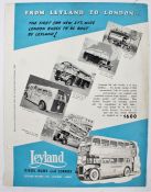 LEYLAND BUSES, 1948, a single sheet brochure detailing their large 500 bus order for London,