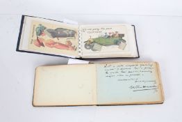 Edwardian autograph album, theatre related, with small quantity of contents to include two