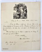 Society of Arts Isis medal award letter 1820, addressed to Miss M. Copland inviting her to attend
