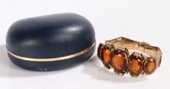 Scottish cairngorm set bracelet set, set with five oval cairngorm stones and a bracelet with