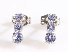 A pair of 10 carat white gold earrings set with zircon. Length 8.34mm. Stamped MEXICO. Weighing 0.58