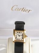 Cartier Tank Francaise 18 carat gold ladies wristwatch, the signed white dial with Roman numerals,