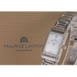 Maurice Lacroix ladies stainless steel and paste set wristwatch, reference no. 59744, the signed