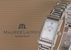 Maurice Lacroix ladies stainless steel and paste set wristwatch, reference no. 59744, the signed