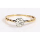 An 18ct yellow gold ring set with an old cut diamond. Approx. diamond carat weight: 0.60cts. Colour: