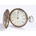 Victorian silver hunter pocket watch, the case London 1941, maker mark possibly James Green, the