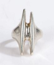A sterling silver Georg Jensen 'H shaped' ring. Stamped No.126. Ring size L. Weighing 9 grams.