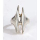 A sterling silver Georg Jensen 'H shaped' ring. Stamped No.126. Ring size L. Weighing 9 grams.