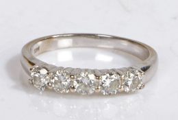 A 14ct white gold ring set with five diamonds. Approx. total diamond carat weight: 0.85cts.