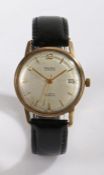 Majex Autoslim 9 carat gold gentleman's wristwatch, the signed silver dial with baton, triangular