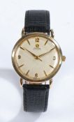 Omega 9 carat gold gentleman's wristwatch, movement no. 16676326, circa 1958, the signed white