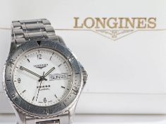 Longines Admiral gentleman's stainless steel wristwatch, model no. L3 600 4, the signed white dial