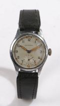 Leonidas World War II ATP issue wristwatch, the signed silver dial with Arabic and dot markers,