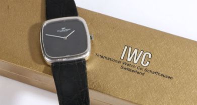 International Watch Company (IWC) 18 carat white gold gentleman's wristwatch, the signed black