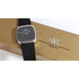 International Watch Company (IWC) 18 carat white gold gentleman's wristwatch, the signed black