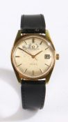 Omega Automatic rolled gold gentleman's wristwatch, the signed silver dial with gilt baton