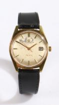 Omega Automatic rolled gold gentleman's wristwatch, the signed silver dial with gilt baton
