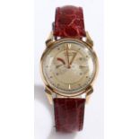 Jaeger-Le-Coultre Futurematic gentleman's gold plated wristwatch, the signed silver dial with