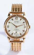 Berna De Luxe 18 carat gold gentleman's wristwatch, the signed silver dial with Arabic and