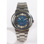 Omega Dynamic stainless steel gentleman's wristwatch, the signed blue dial with silvered chapter