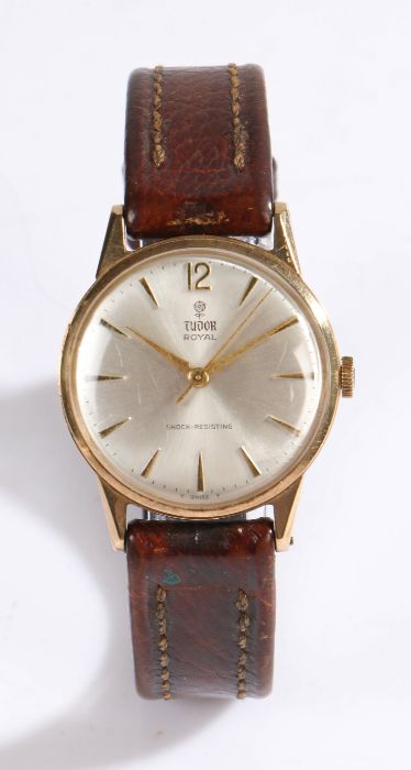Tudor Royal 9 carat gold gentleman's wristwatch, the signed silver dial with tapering batons and