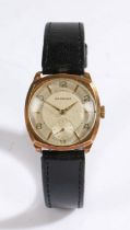 Garrard 9 carat gold gentleman's wristwatch, the signed cream dial with Arabic and baton markers,