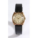 Garrard 9 carat gold gentleman's wristwatch, the signed cream dial with Arabic and baton markers,