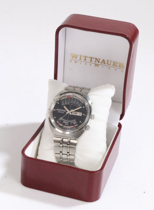 Wittnauer 2000 "Time Machine" gentleman's stainless steel wristwatch, circa 1970, the signed dark - Image 2 of 2