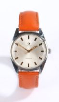Omega Geneve Precision stainless steel gentleman's stainless steel wristwatch, the signed silver