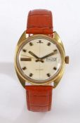 Jaeger le Coultre Club rolled gold gentleman's wristwatch, circa 1980, the signed cream and