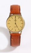 Omega De Ville Quartz rolled gold gentleman's wristwatch, circa 1982, the signed gilt dial with