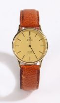 Omega De Ville Quartz rolled gold gentleman's wristwatch, circa 1982, the signed gilt dial with