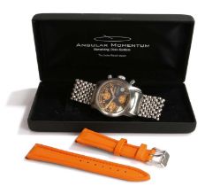 Angular Momentum Illum VI gentleman's stainless steel chronograph wristwatch, the signed black