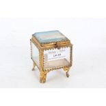 Palais Royale style casket of cube form with a scene of Boulogne to the top with brass banding and