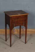 George III style mahogany veneered side table, the rectangular top above two long drawers, raised on