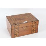 19th century parquetry inlaid box, with two bands of parquetry inlaid and a hexagonal deign to the