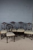 Set of four mahogany Sheraton style dining chairs, and one mahogany shield shaped dining chairs  (