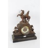 Victorian mantle clock the white dial with Arabic numerals, decorated with a scene of Marley