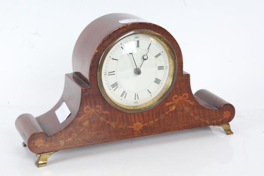 20th century wall clock the white dial with Roman numerals together with a Edwardian style mantle - Image 2 of 2