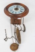 20th century postman alarm clock, with a pale blue and white dial with Roman numerals