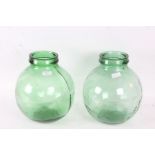 Pair of green glass Carboys, 30cm high