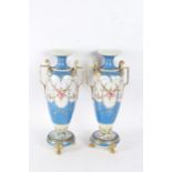 Pair of large 20th century porcelain vases, with blue and white ground with gold accents and