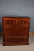 Victorian mahogany chest of two short three long drawers, 115cm high 105cm wide 50cm deep