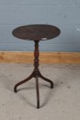 19th Century mahogany wine table, the circular top above a turned column and tripod base, 41.5cm